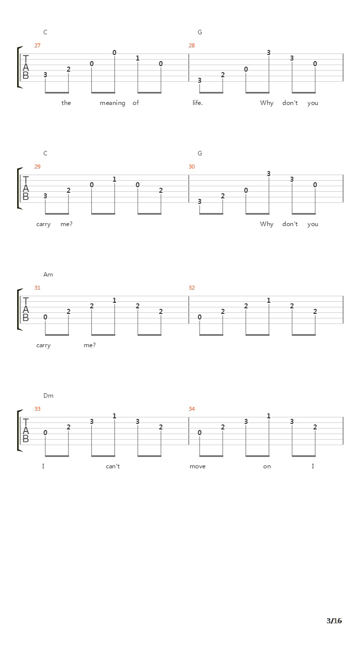 Carry Me (Fingerstyle)吉他谱