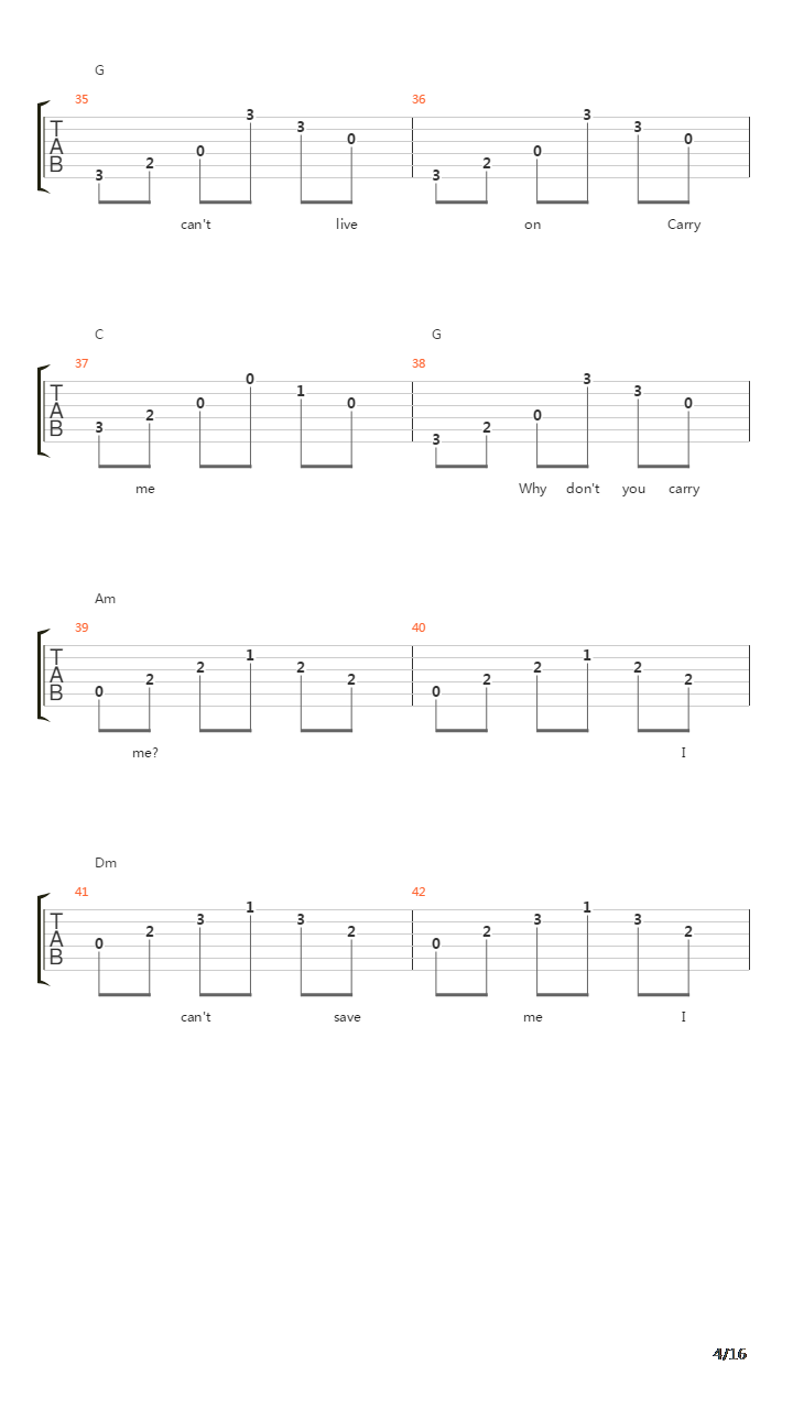 Carry Me (Fingerstyle)吉他谱