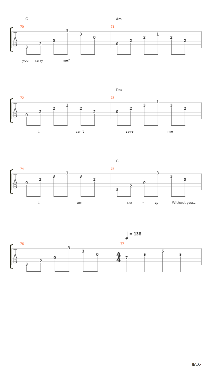 Carry Me (Fingerstyle)吉他谱