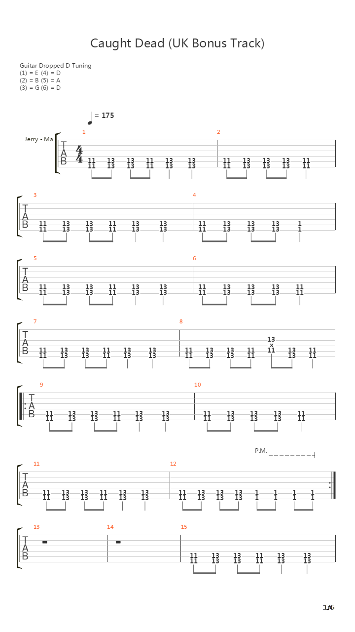 Caught Dead吉他谱