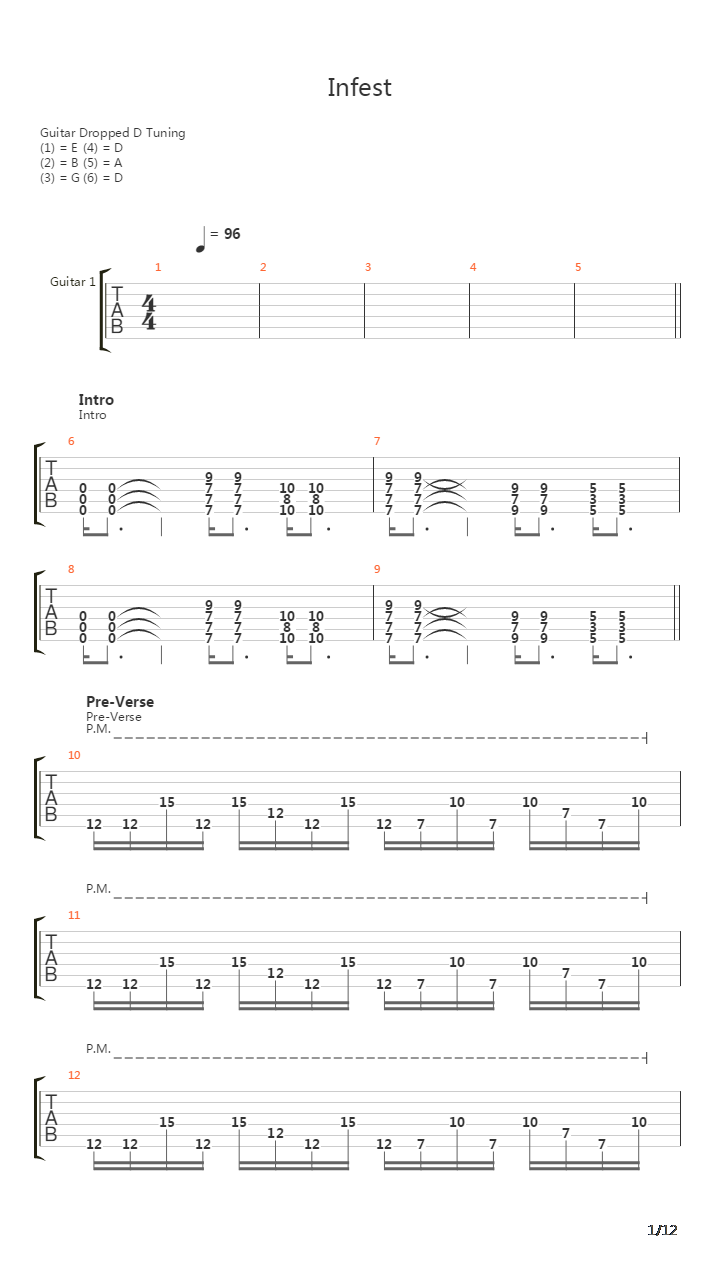 Infest吉他谱