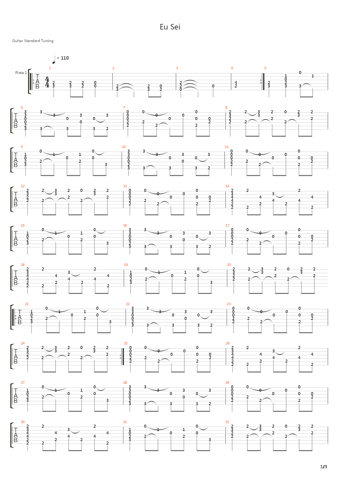 Eu Sei吉他谱