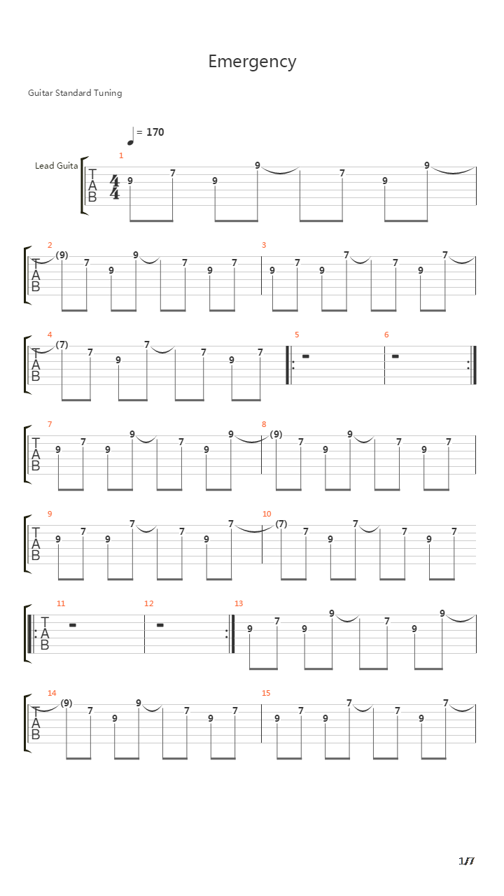 Emergency (Live)吉他谱
