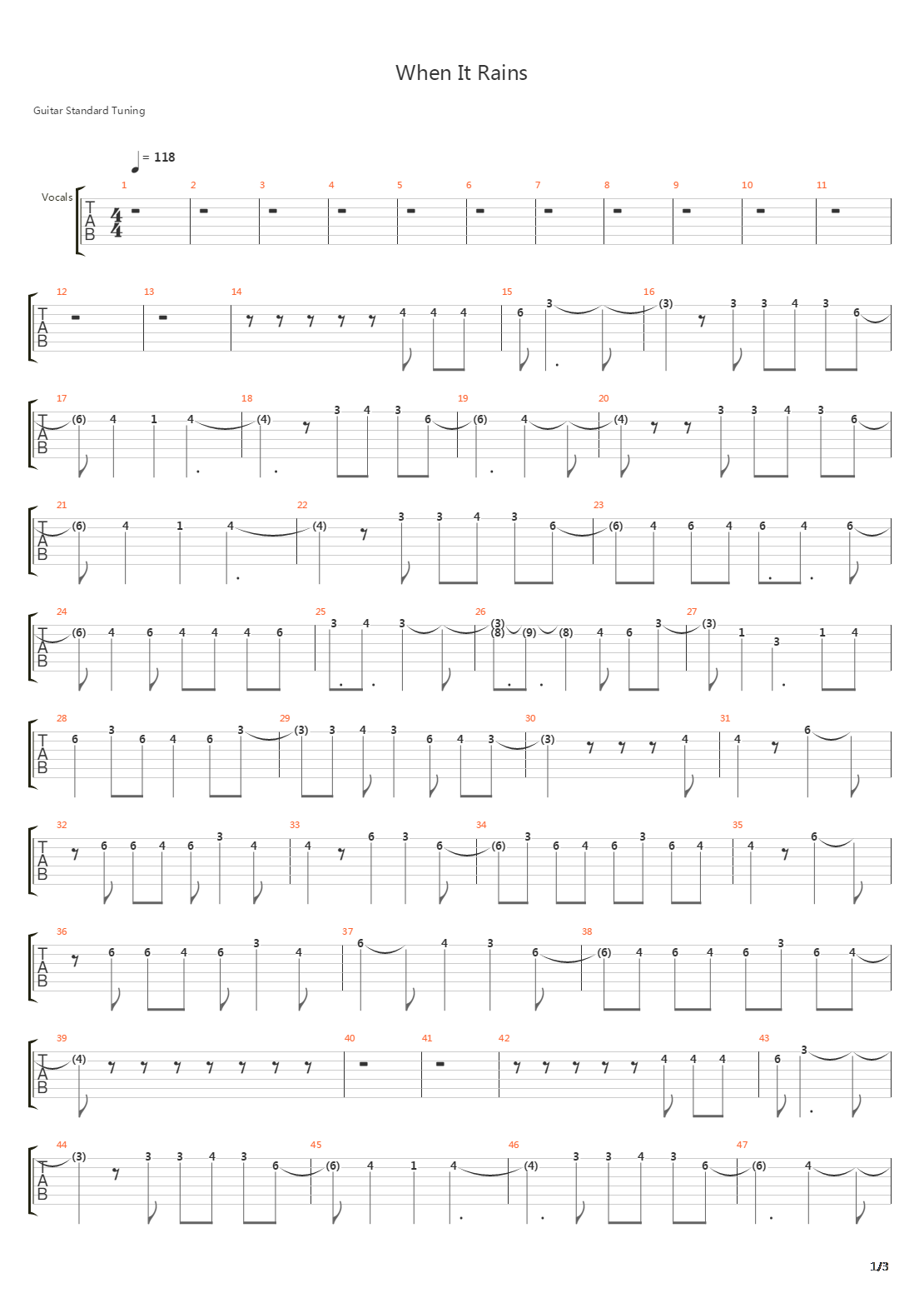 When It Rains吉他谱