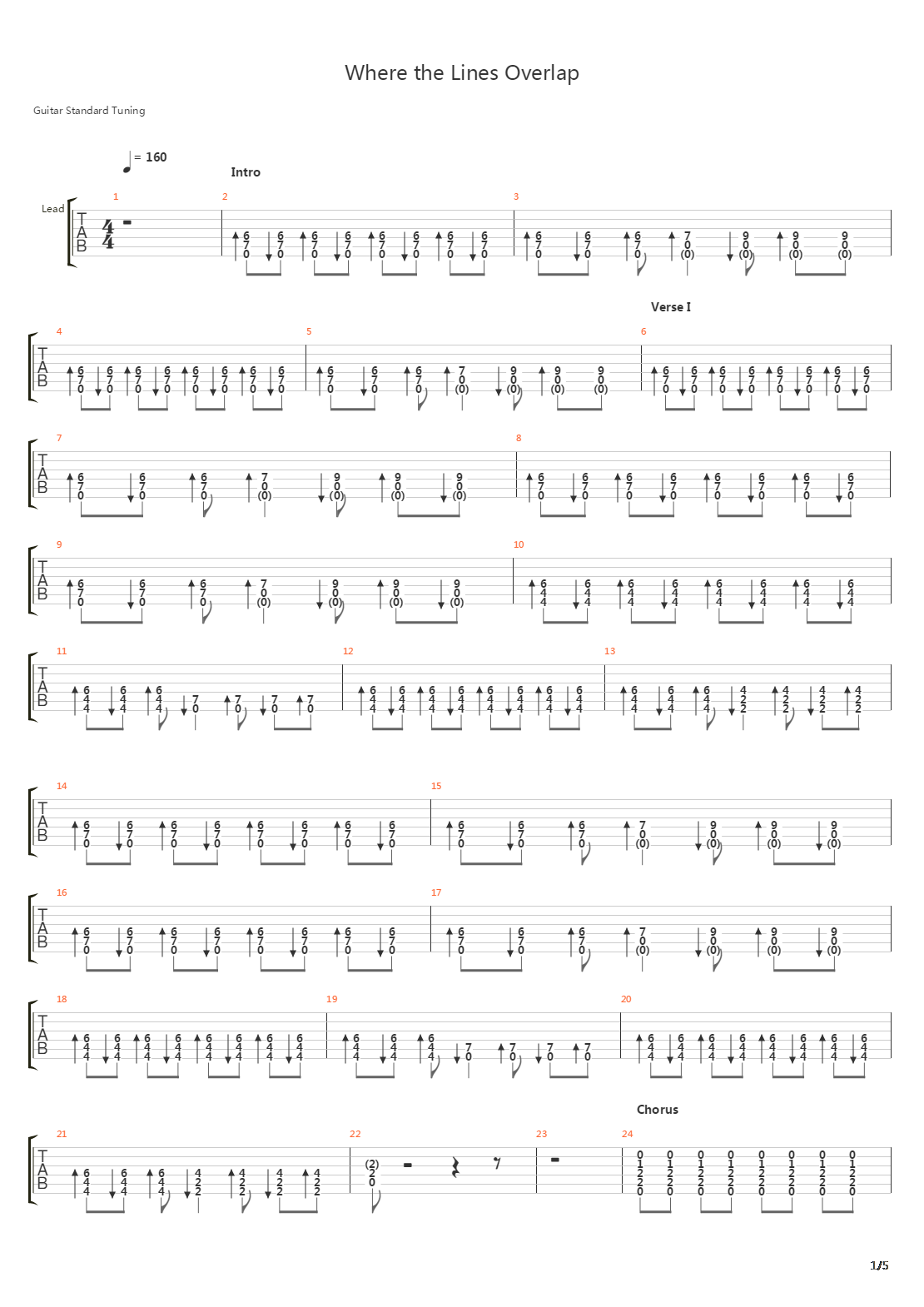 Where The Lines Overlap (Alt Backups)吉他谱