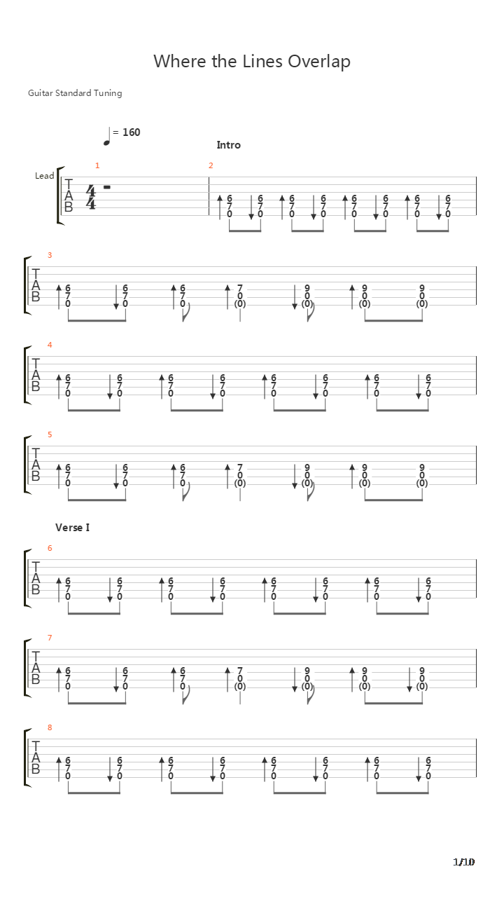 Where The Lines Overlap (Alt Backups)吉他谱