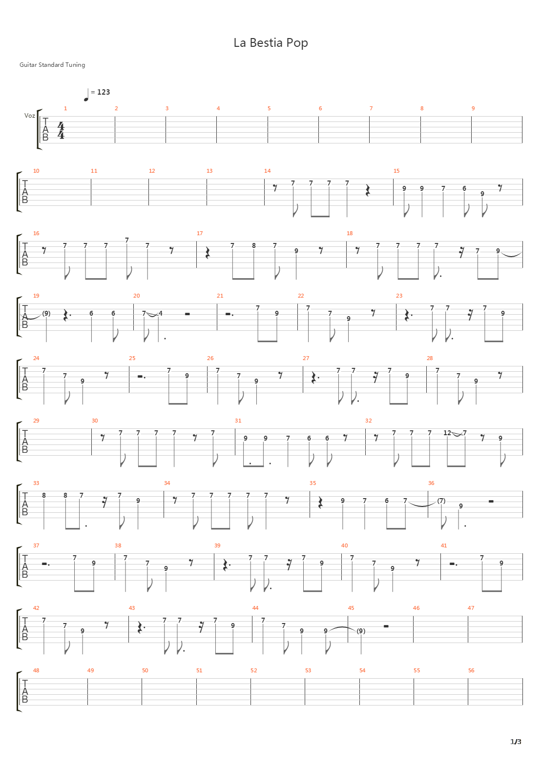 La Bestia Pop吉他谱