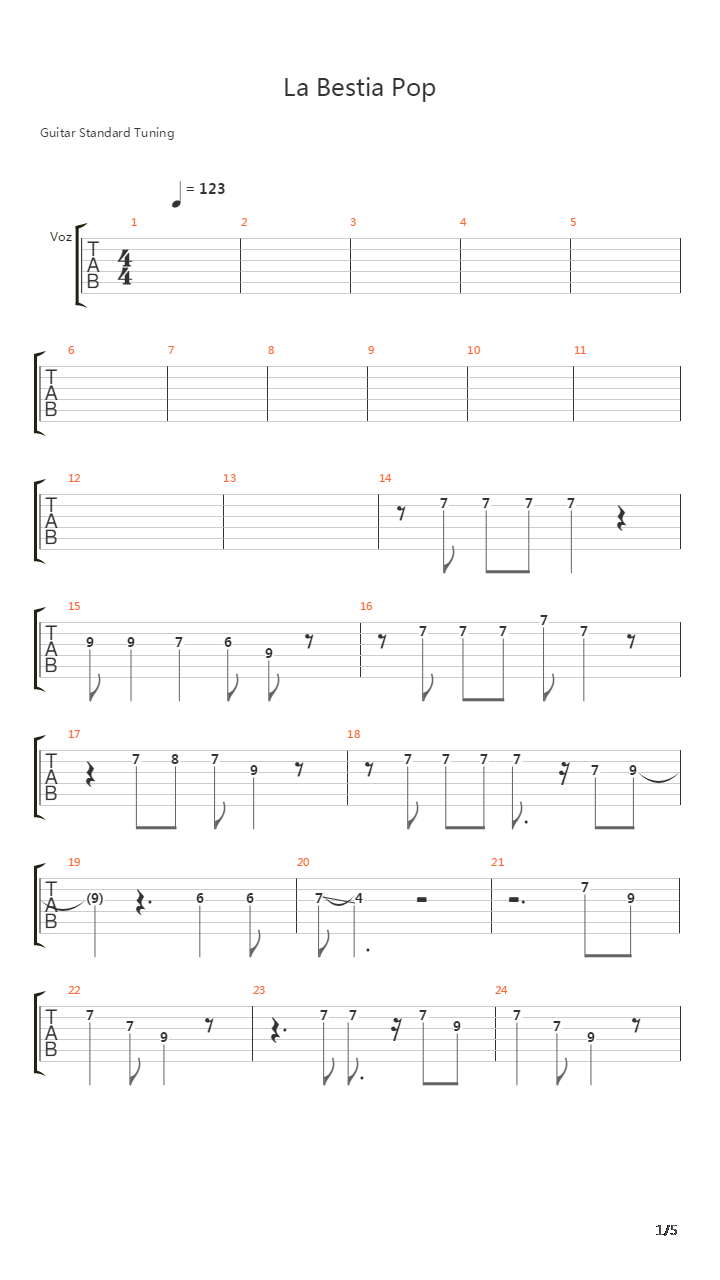 La Bestia Pop吉他谱
