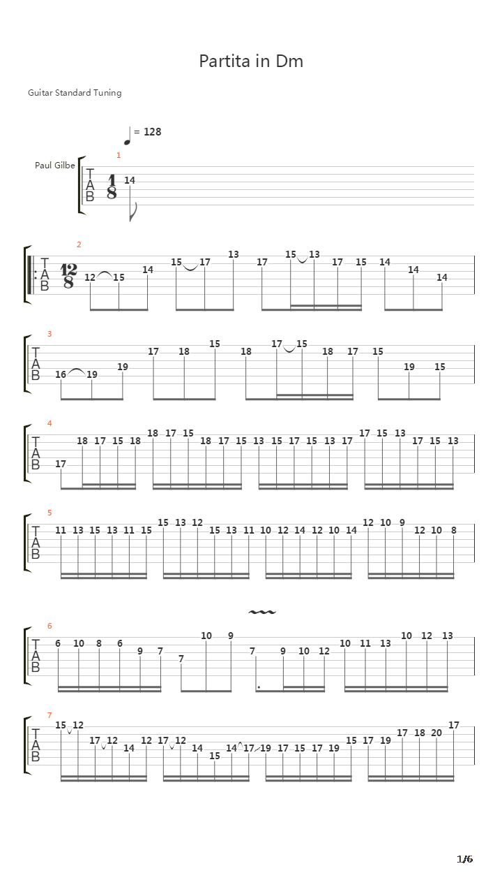 Bach Partita No. 2吉他谱