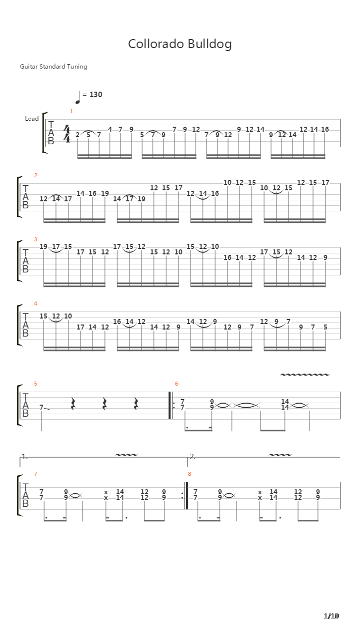 Colorado Bulldog吉他谱