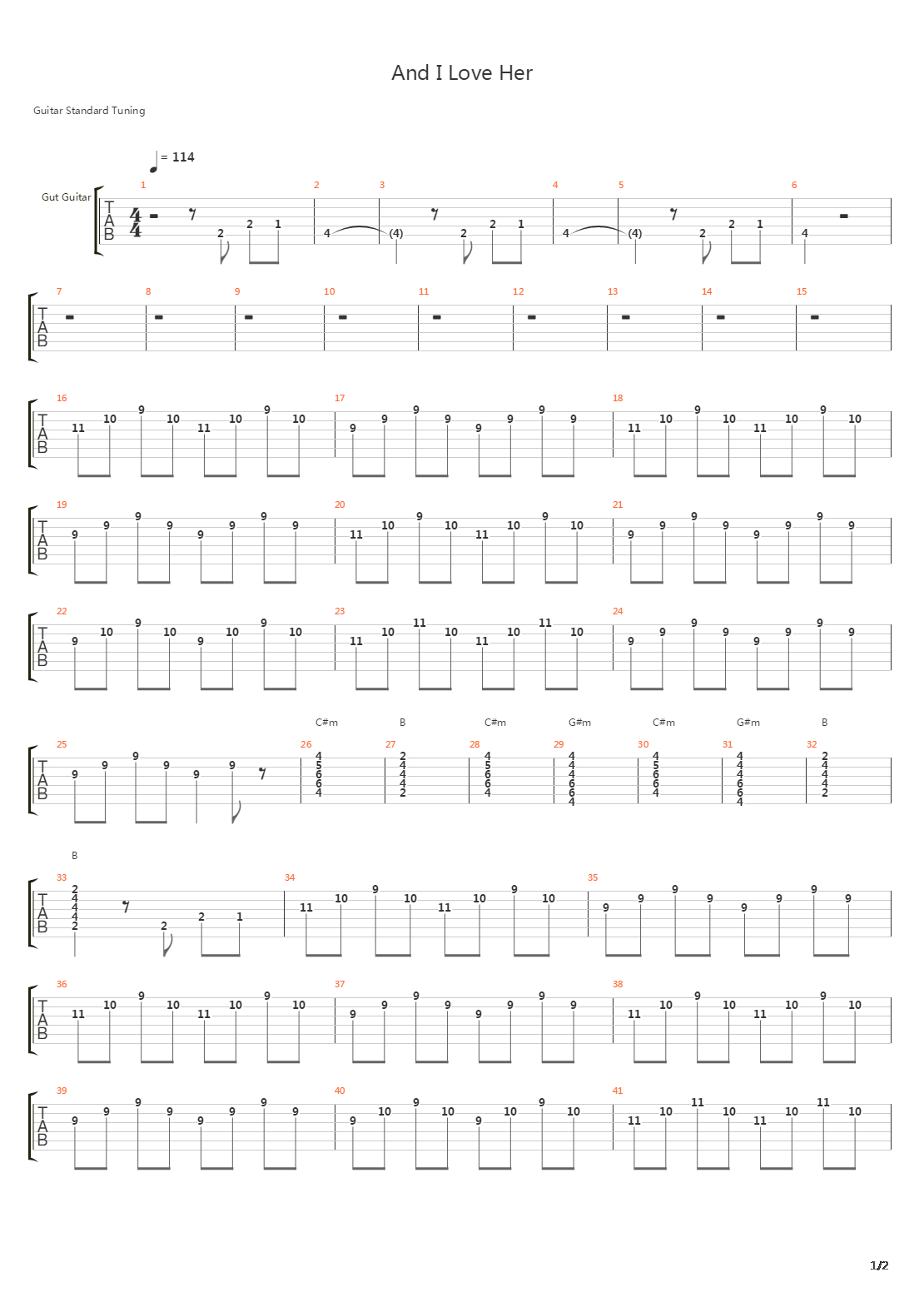 And I Love Her吉他谱