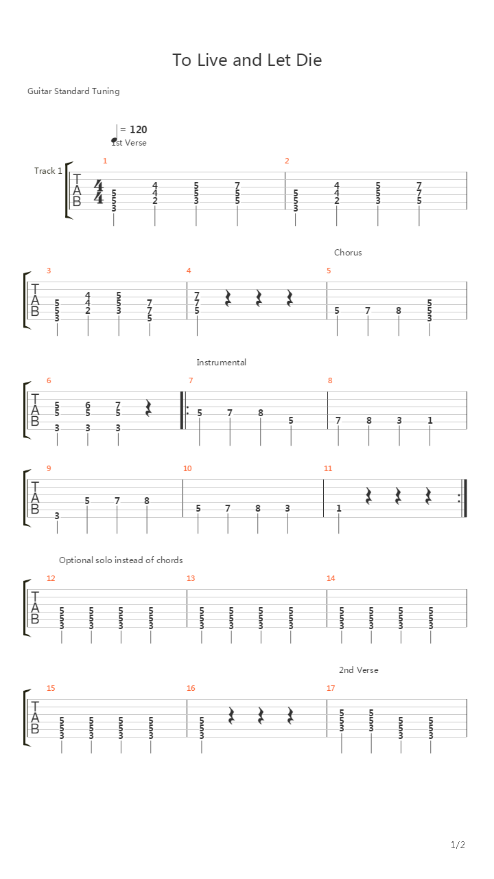 To Live And Let Die吉他谱