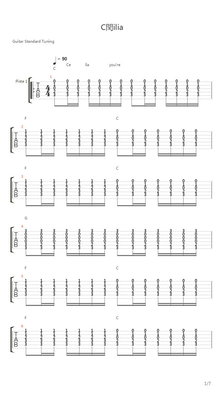 Cecilia吉他谱