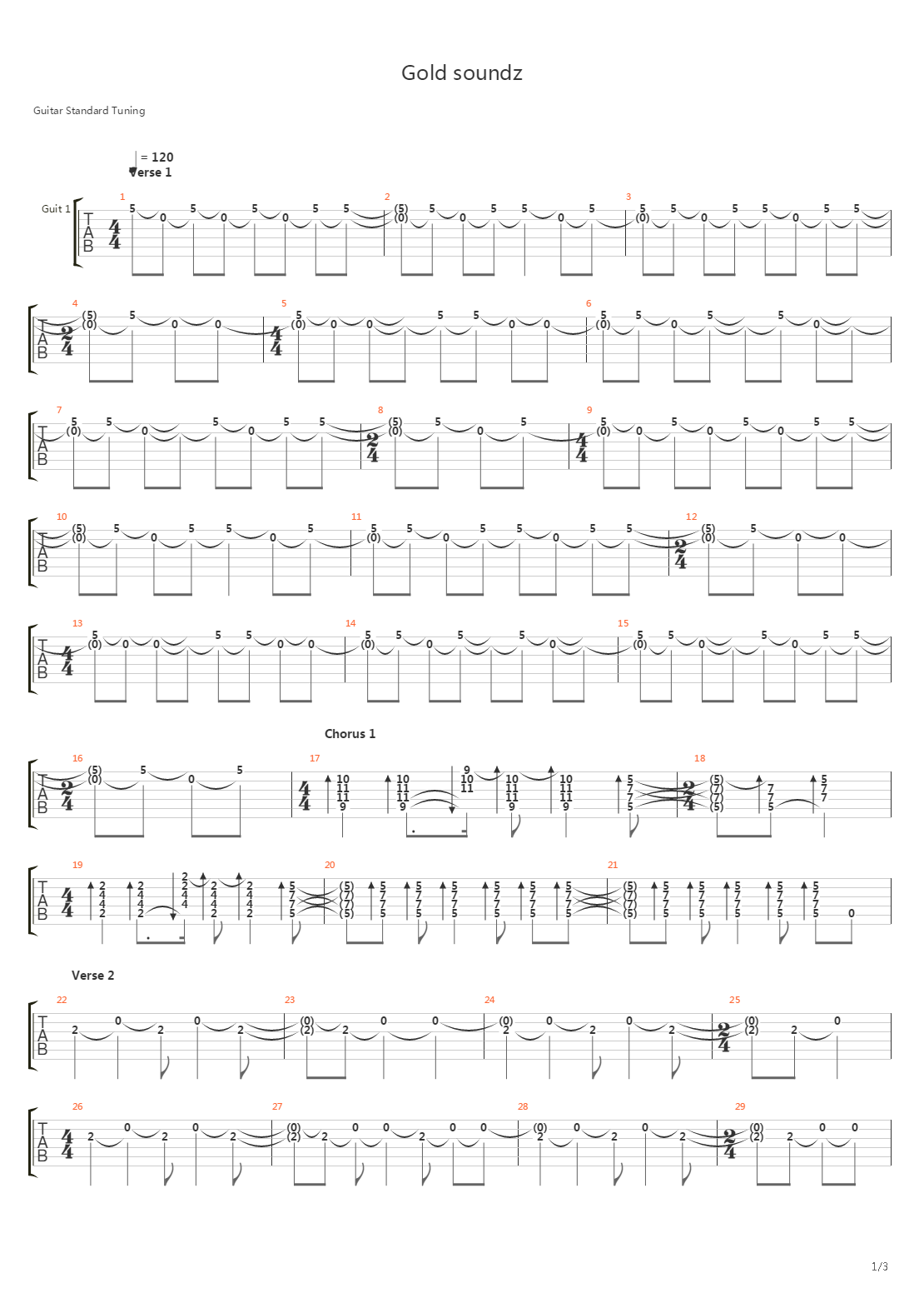 Gold Soundz吉他谱