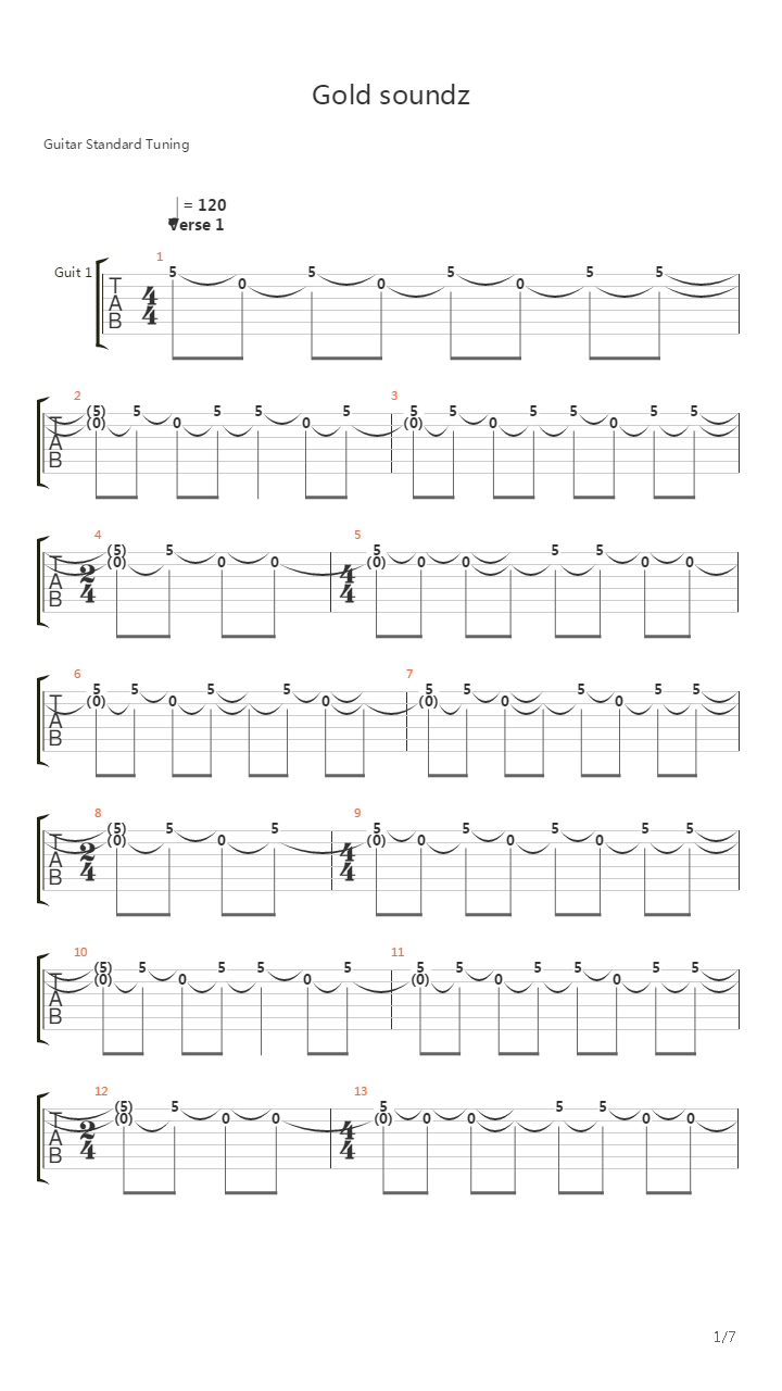 Gold Soundz吉他谱