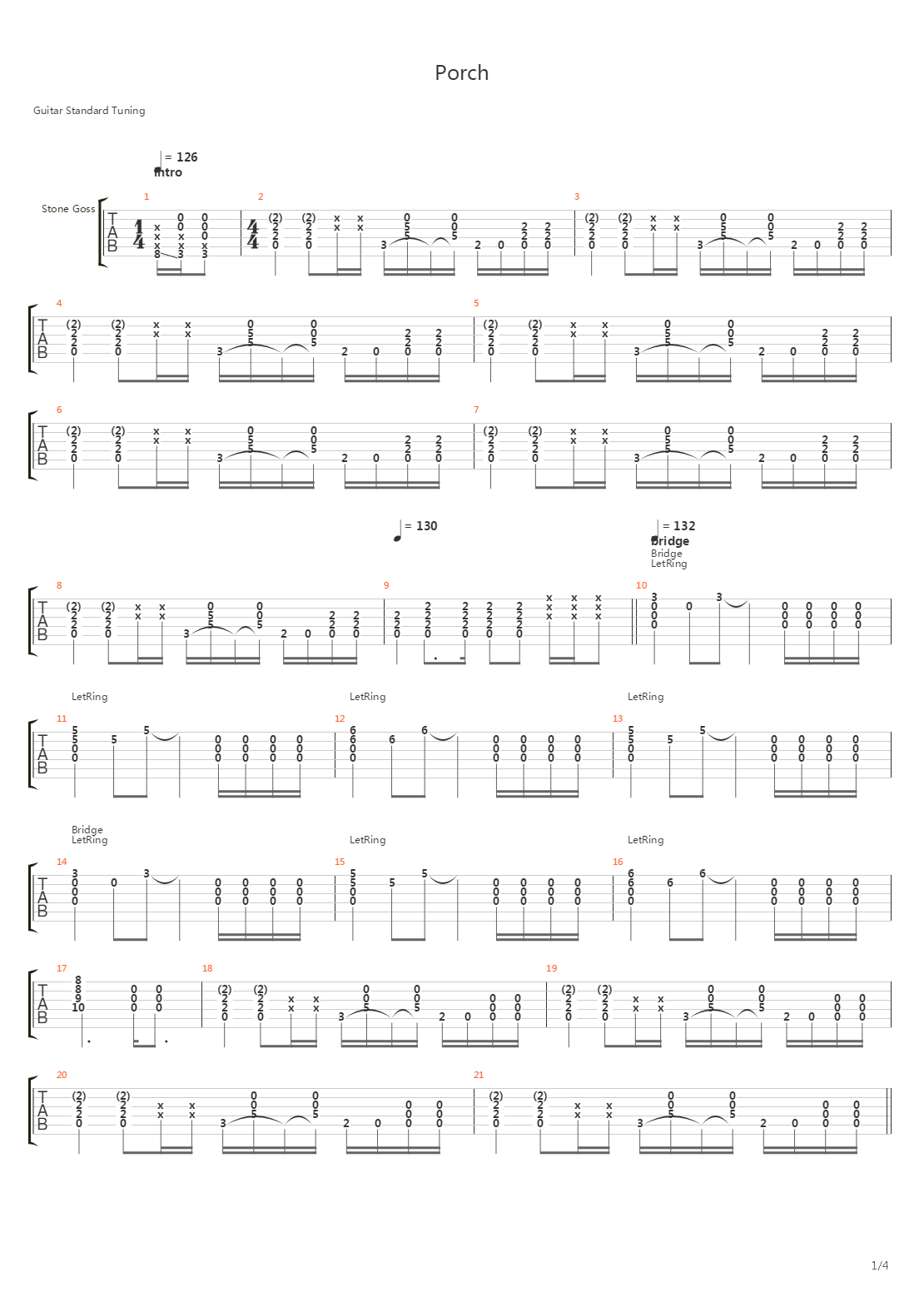 Porch吉他谱