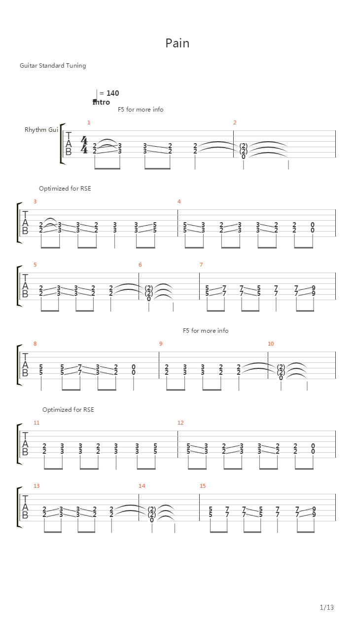 Pain吉他谱