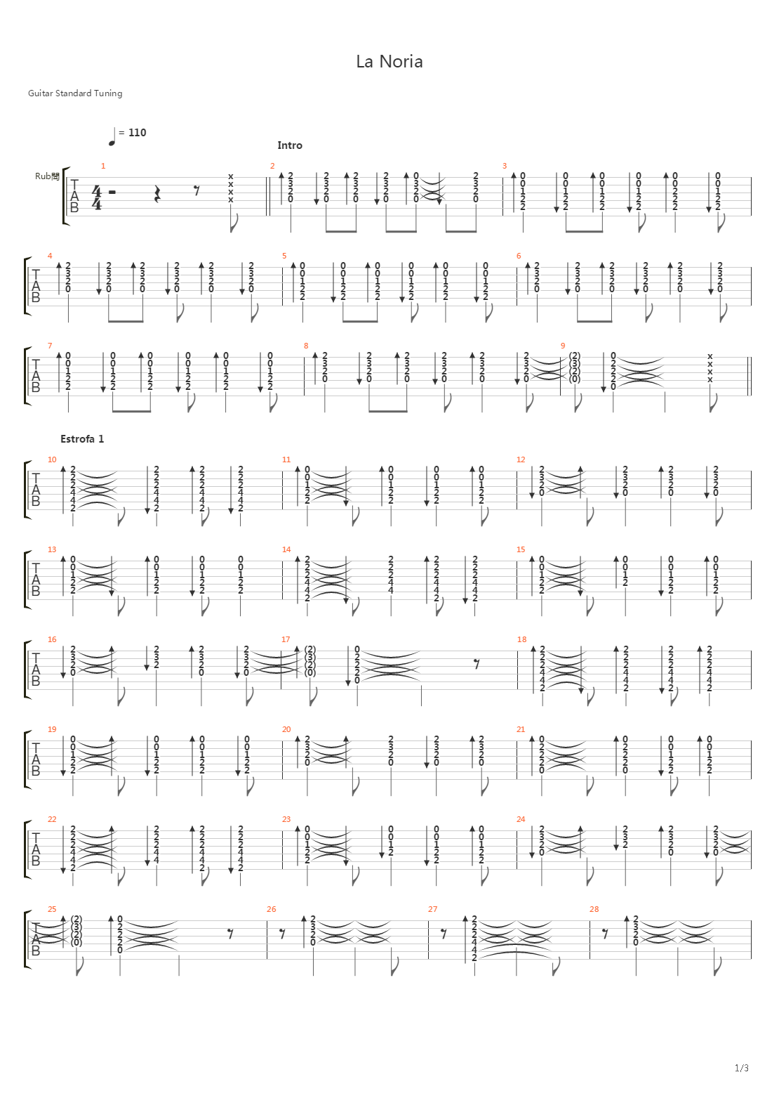 La Noria吉他谱
