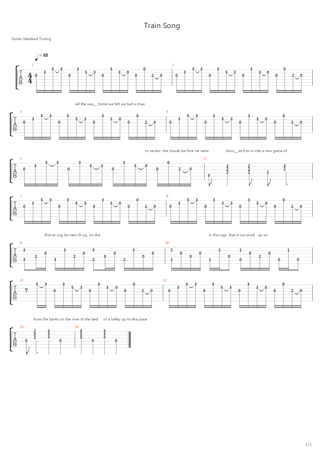 Train Song吉他谱