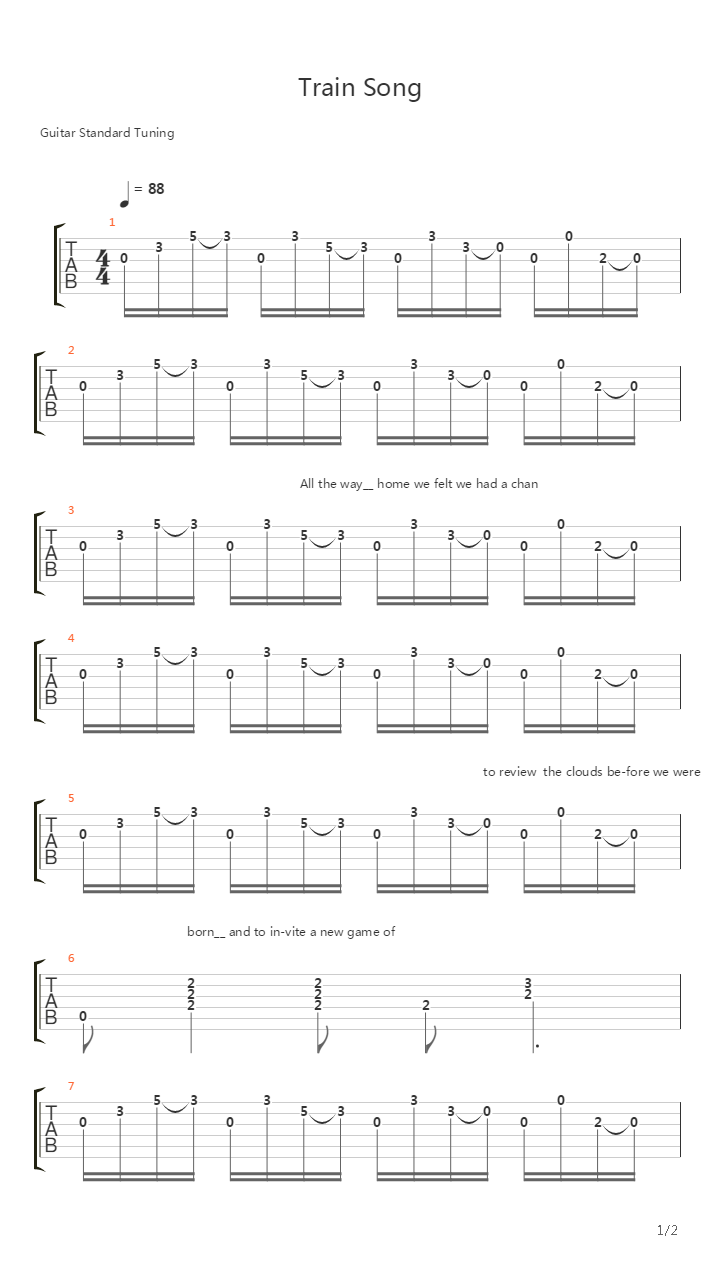 Train Song吉他谱
