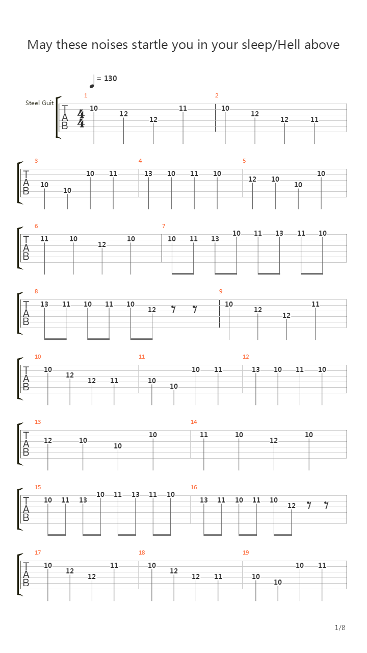 May These Noises Startle You In Your SleepHell Above吉他谱