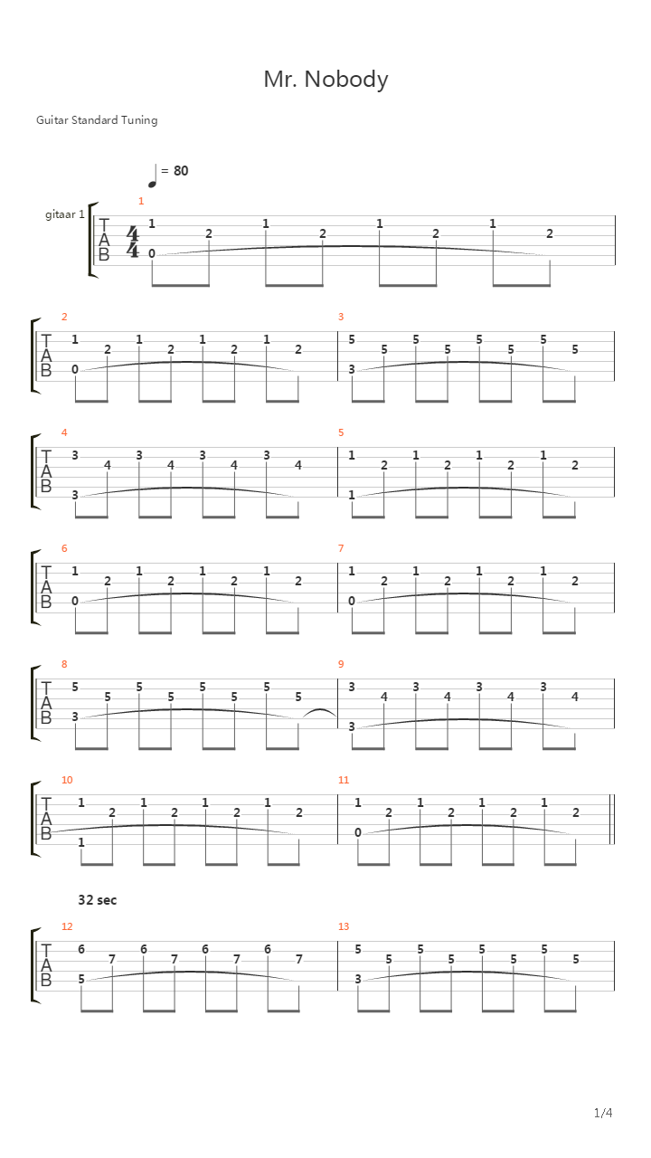 Mr Nobody(Main Theme)吉他谱