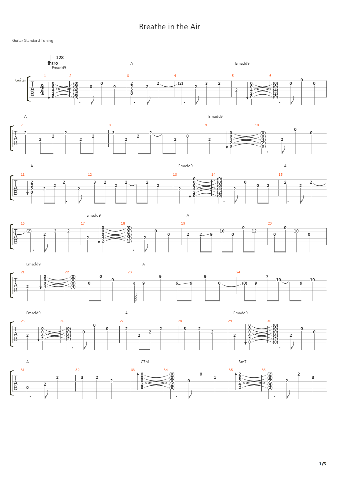 Breathe In The Air吉他谱
