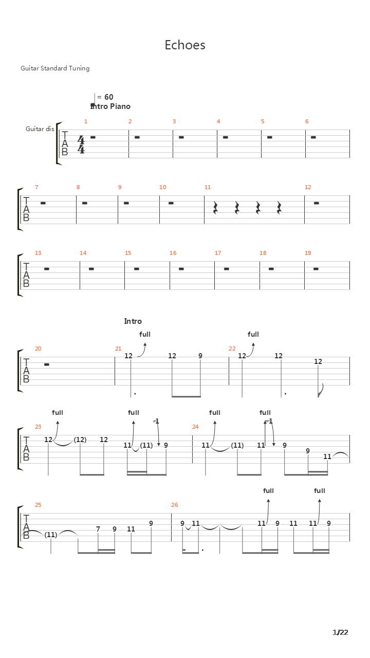 Echoes吉他谱