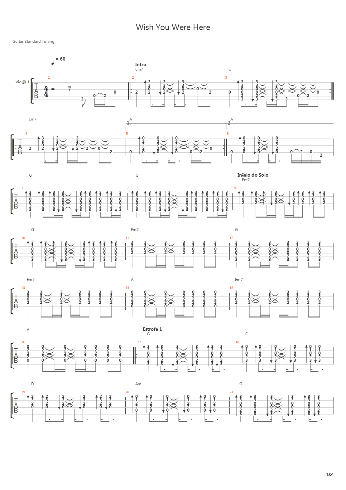 I Wish U Were Here吉他谱