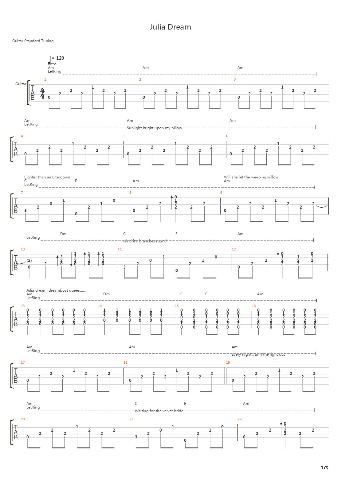 Julia Dream吉他谱