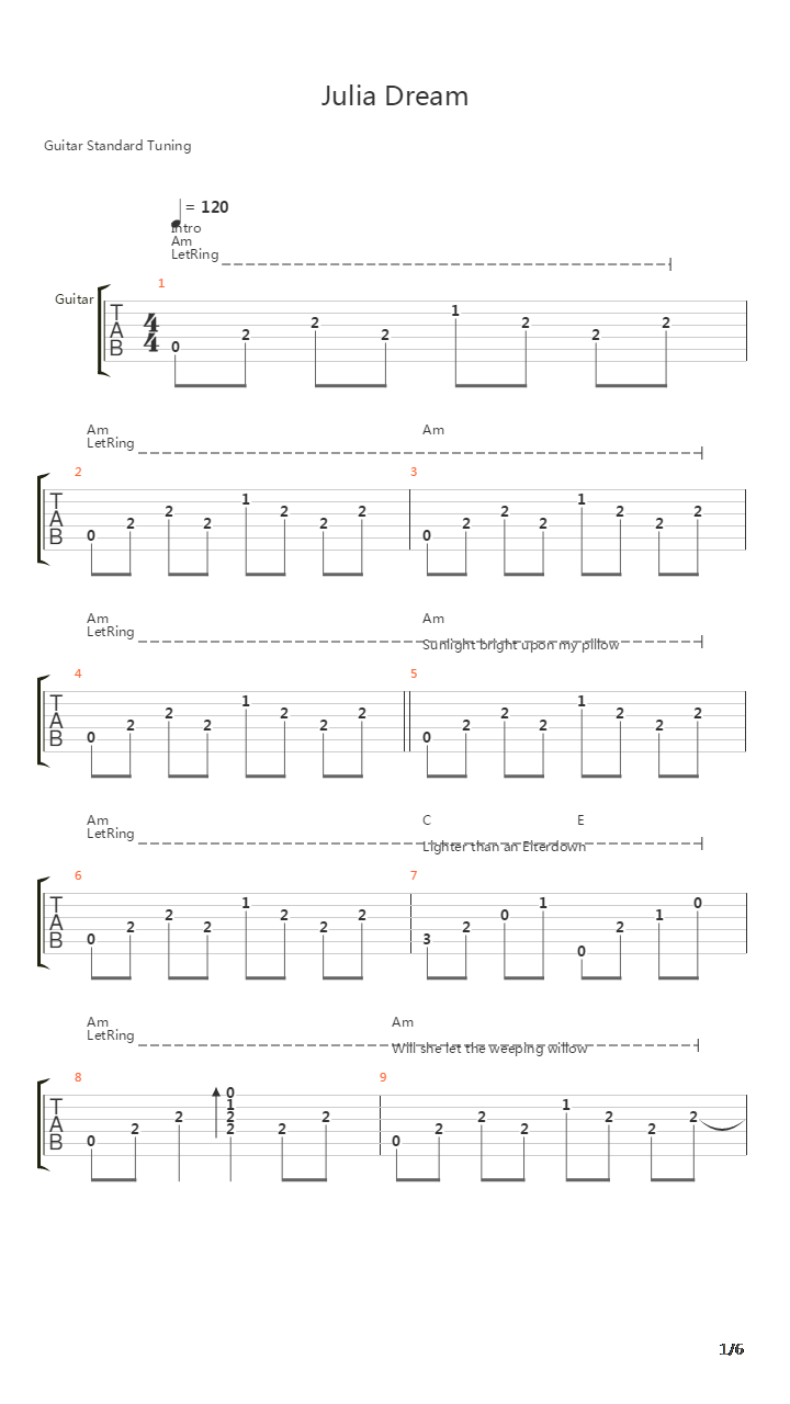 Julia Dream吉他谱