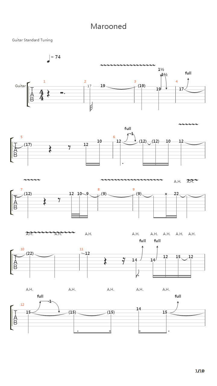 Marooned吉他谱