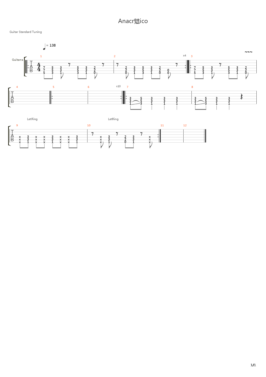 Anacronico吉他谱