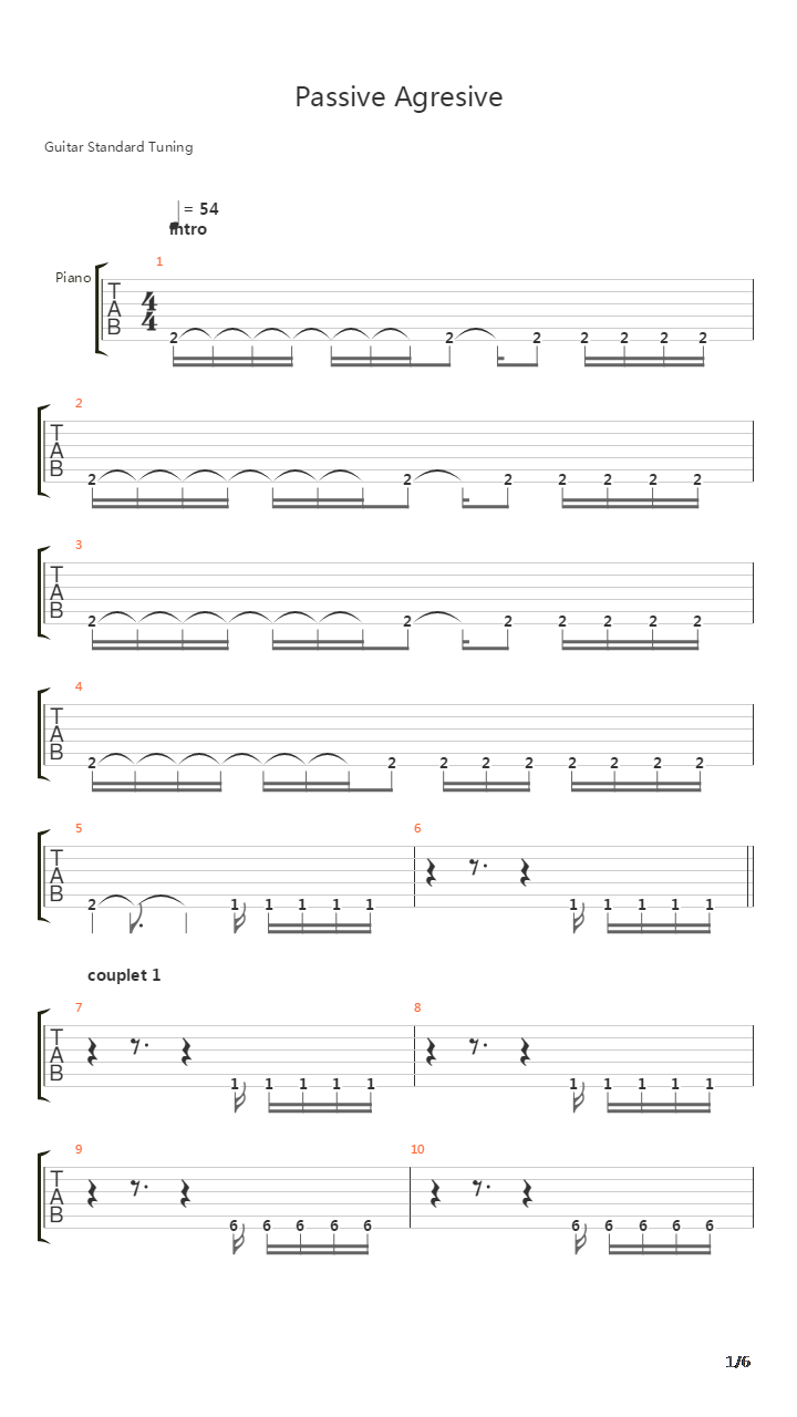 Passive Aggressive吉他谱