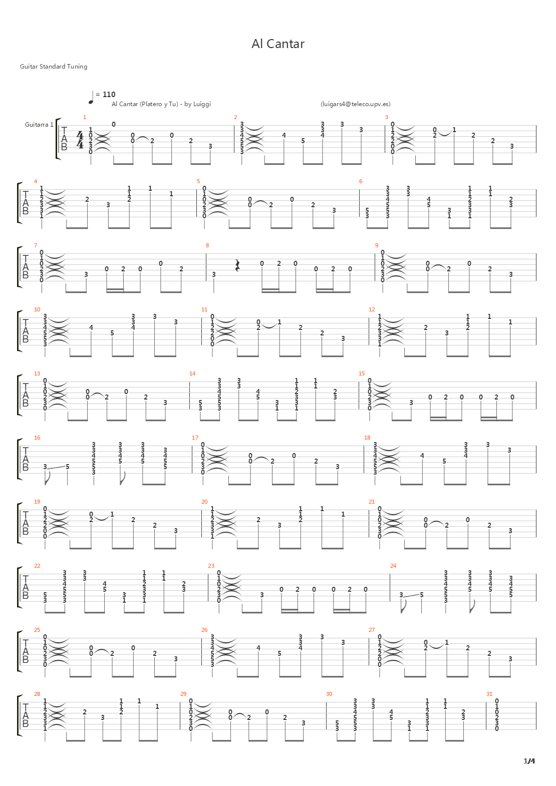 Al Cantar吉他谱
