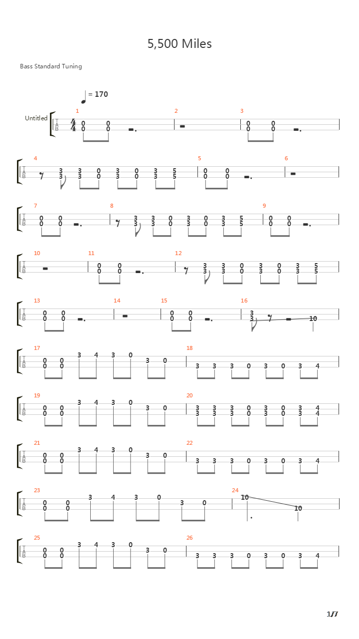 5500 Miles吉他谱