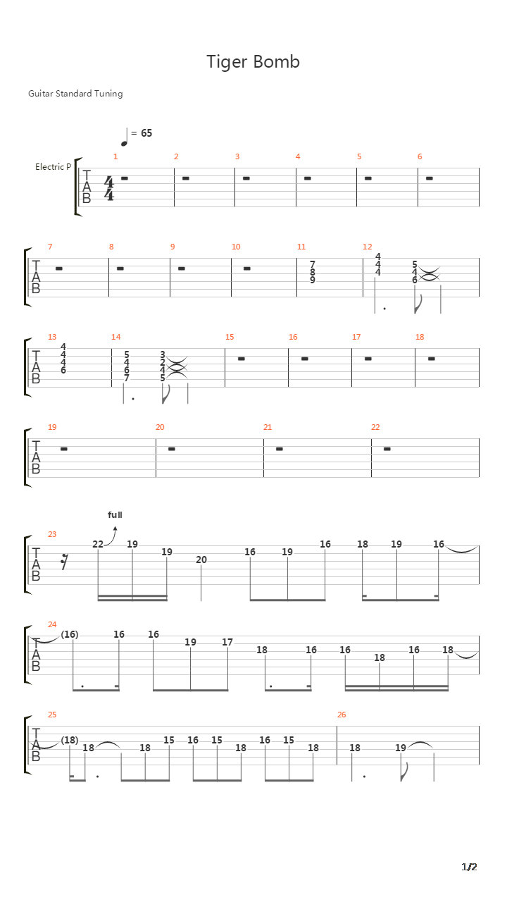 Tiger Bomb吉他谱