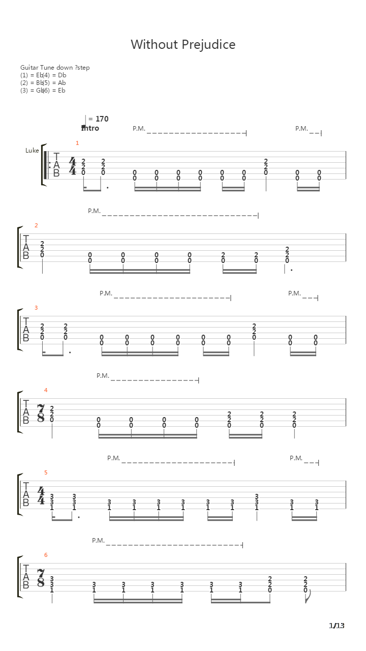 Without Prejudice吉他谱