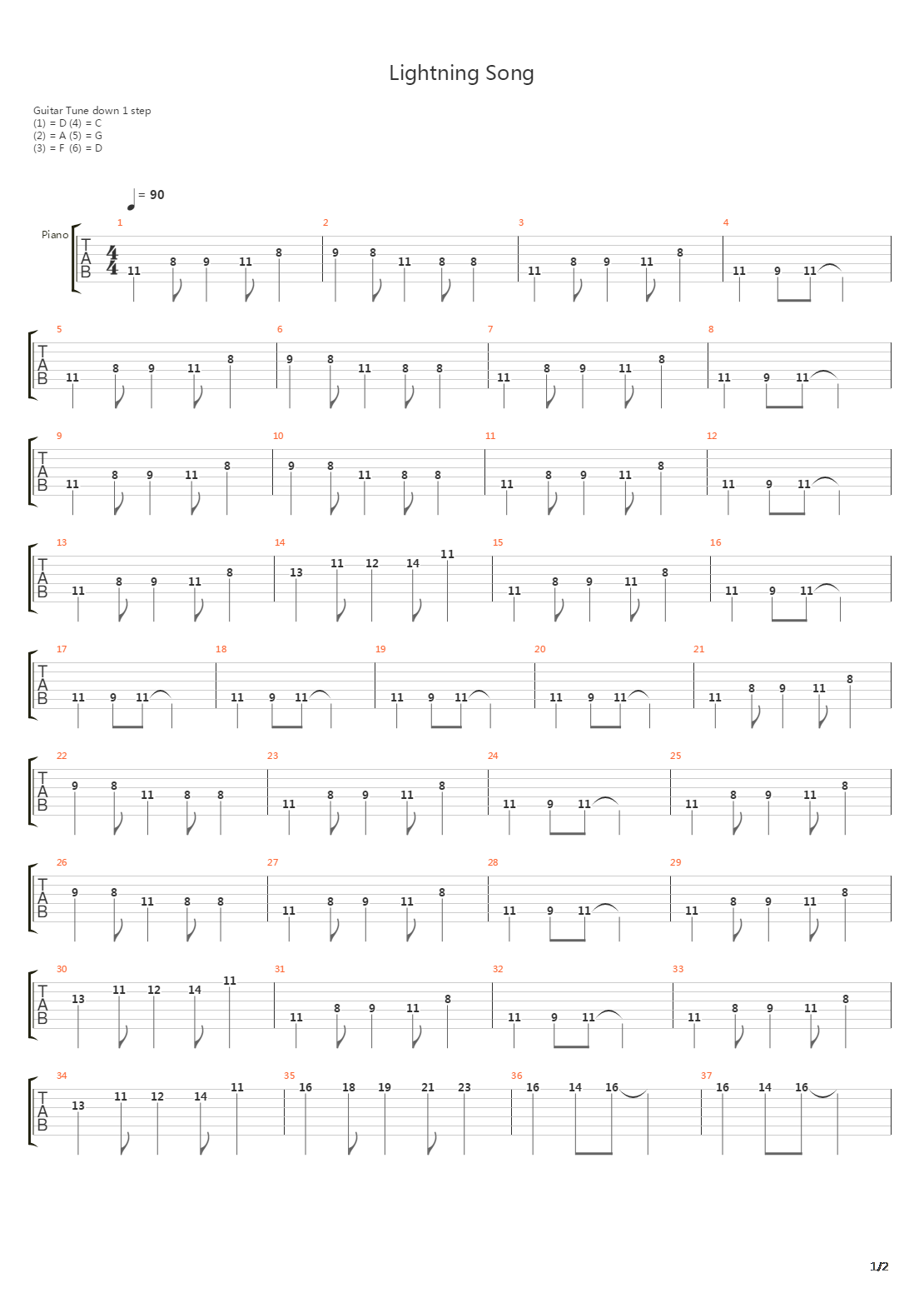 Lightning Song吉他谱