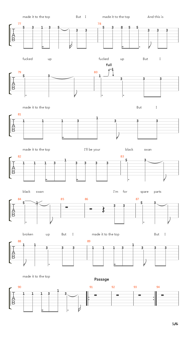 Black Swan吉他谱