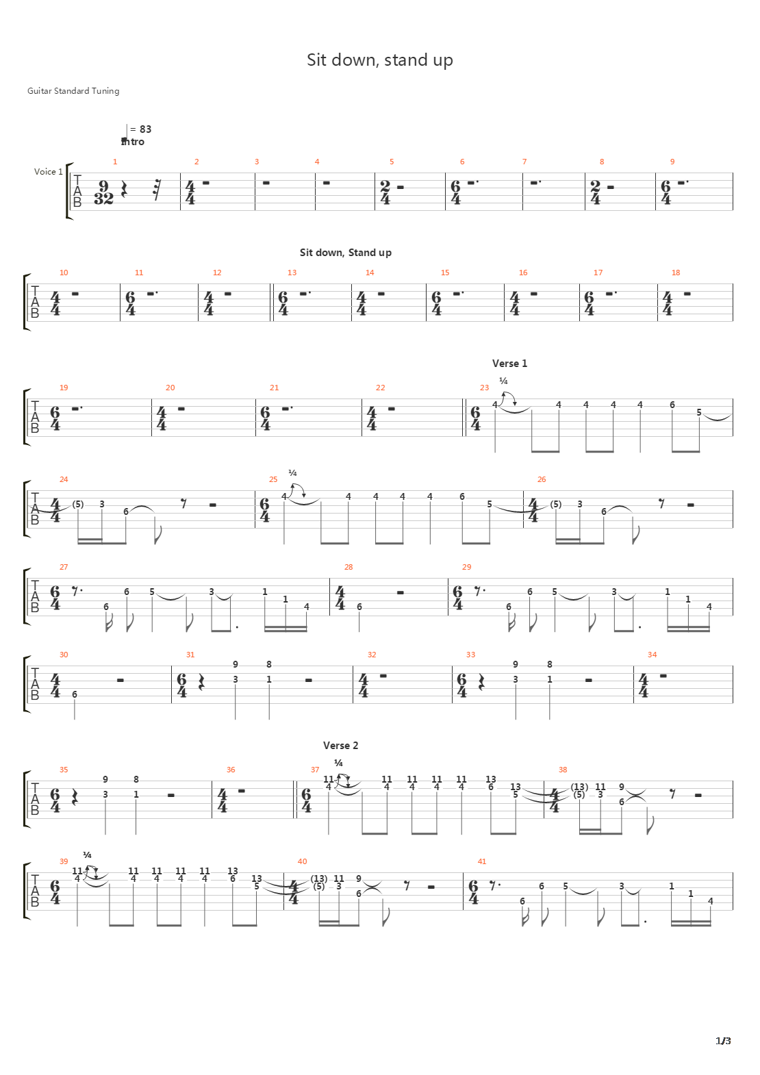 Sit Down, Stand Up吉他谱