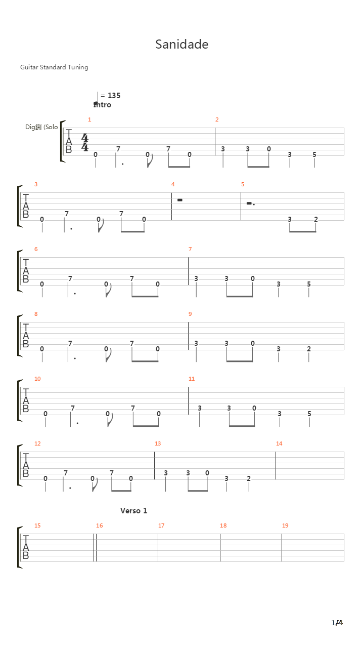 Sanidade吉他谱