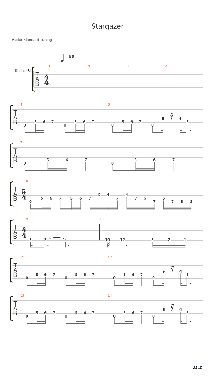 Stargazer吉他谱