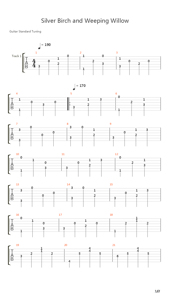 Silver Birch And Weeping Willow吉他谱
