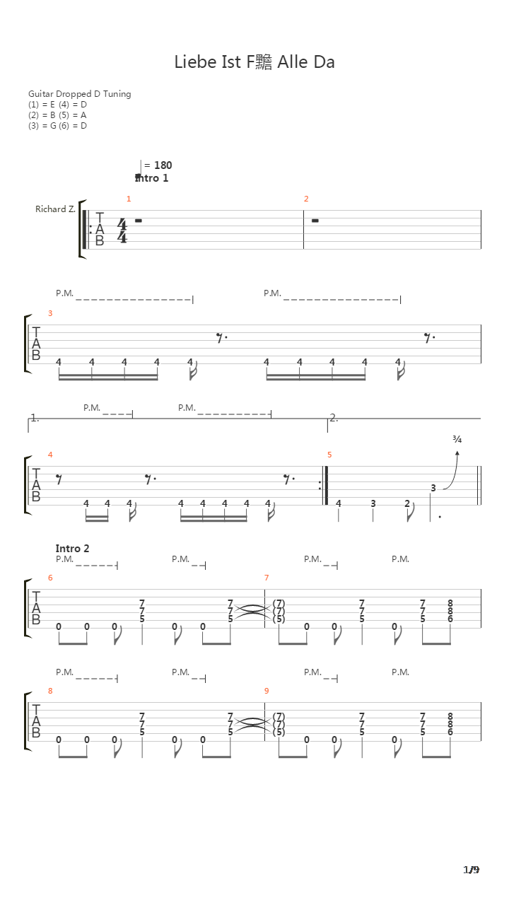 Liebe Ist Fuer Alle Da吉他谱