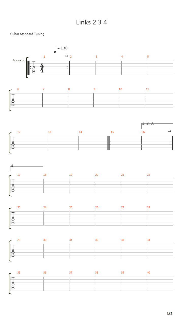 Links 2 3 4吉他谱