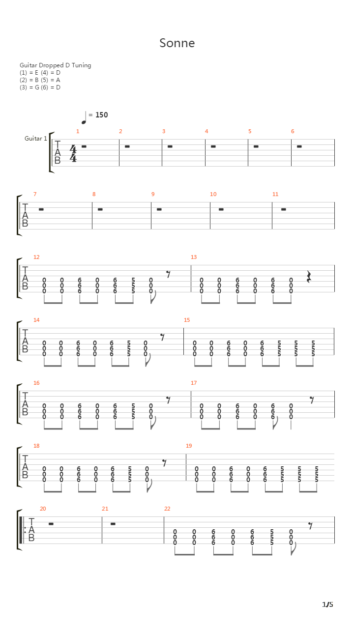 Sonne吉他谱