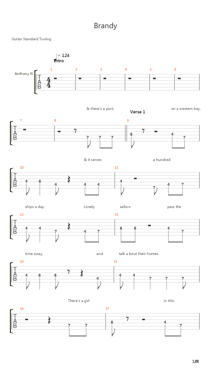 Brandy吉他谱
