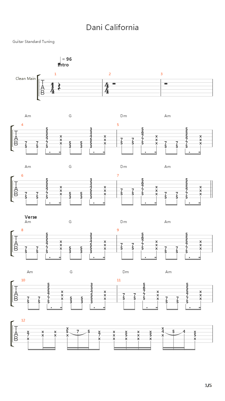 Dani California吉他谱