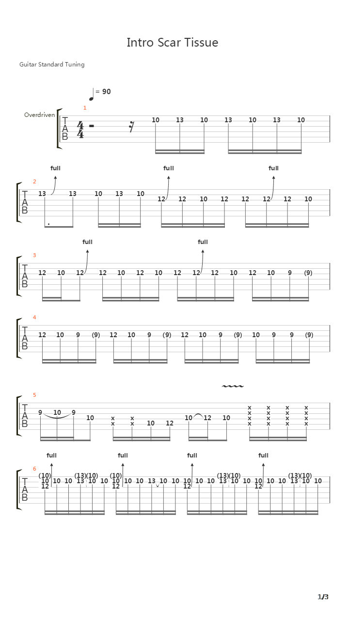 Intro Scar Tissue (Live Sao Paulo 2002)吉他谱